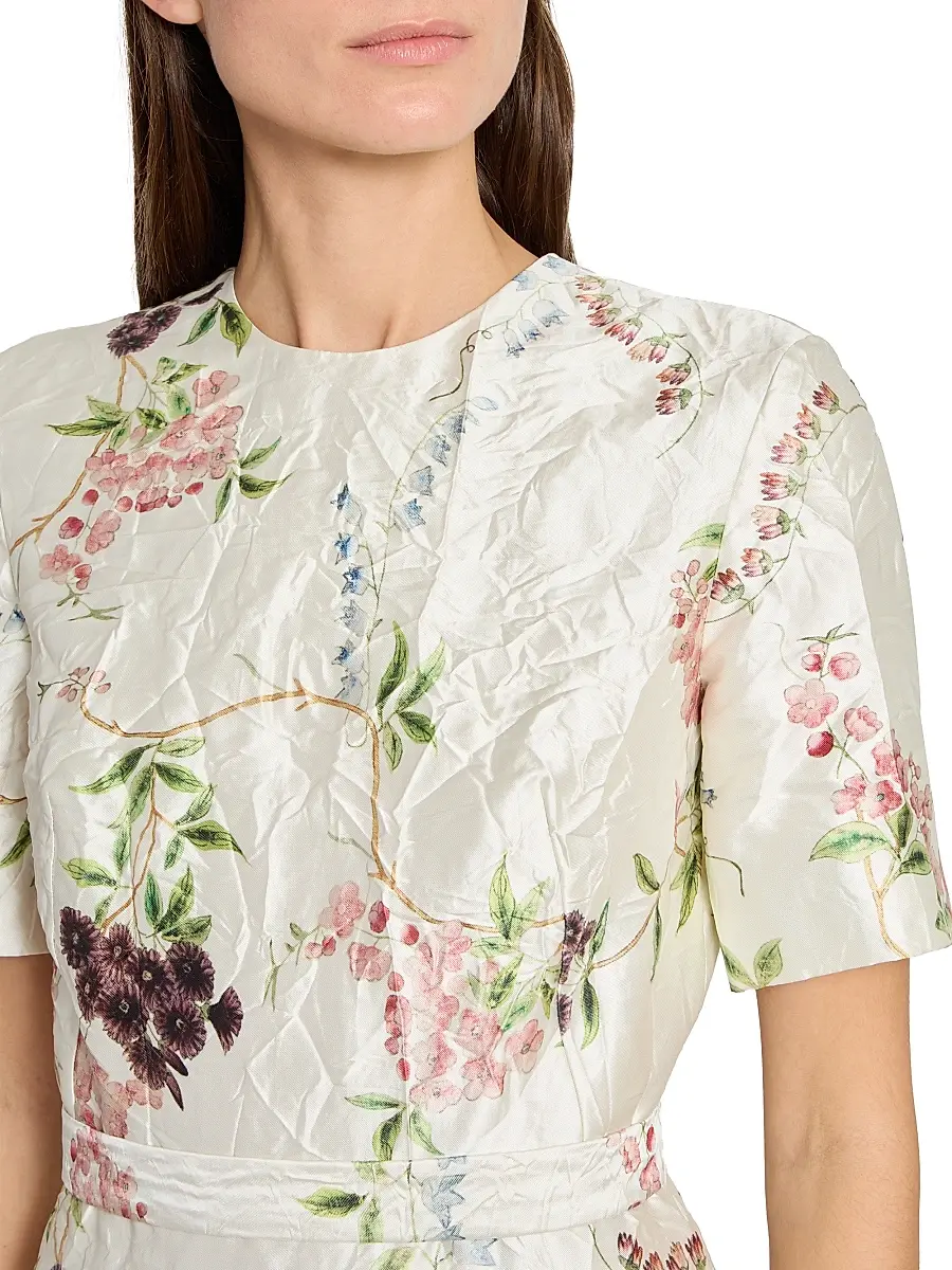 Erdem Women's Floral Textured Satin Midi-Dress | Thumbnail 6 Erdem Women's Floral Textured Satin Midi-Dress | Thumbnail 6