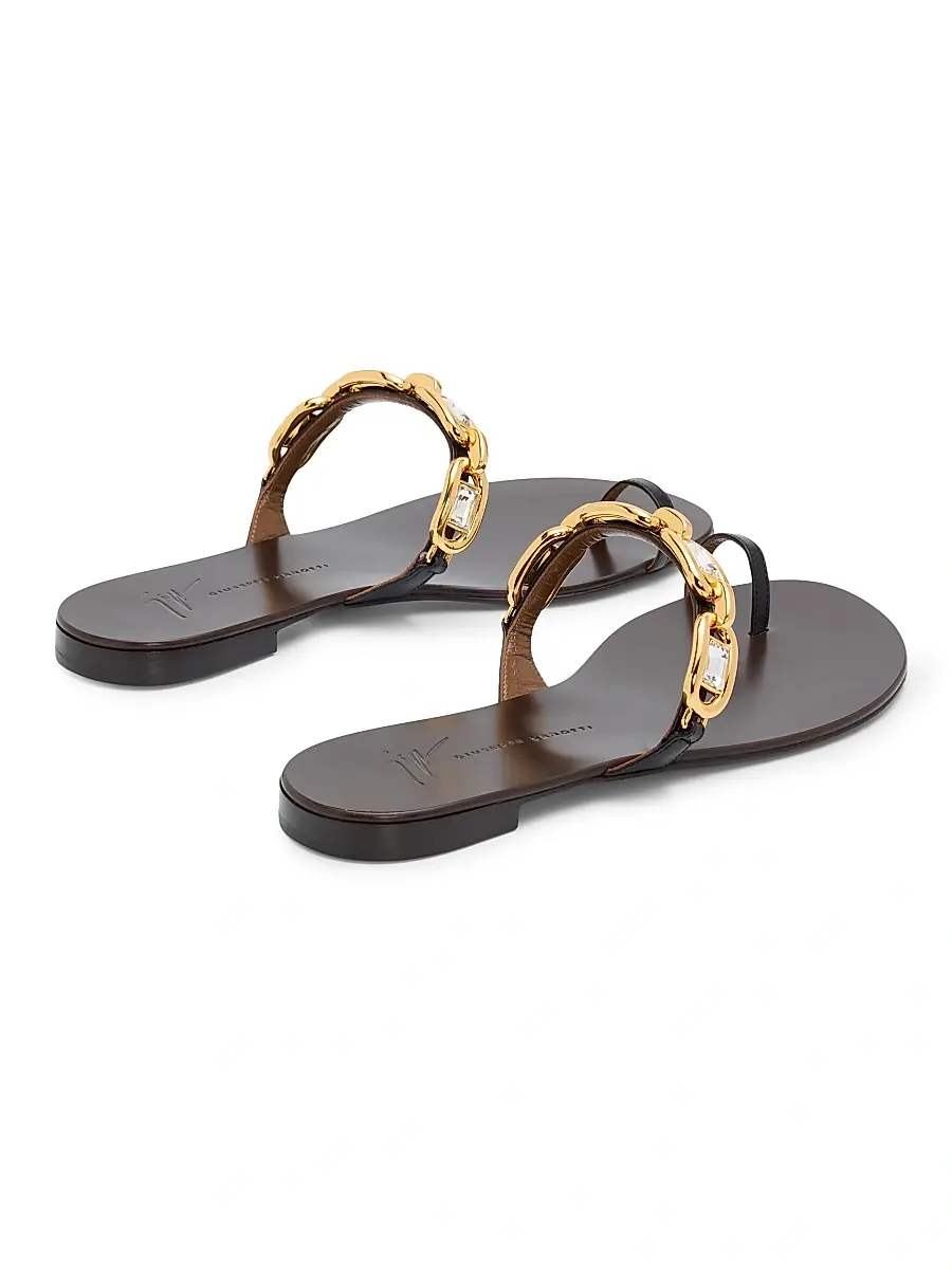 Giuseppe Zanotti Women's Jewel Crystal-Embellished Flat Sandals - Cuoio | Thumbnail 3 Giuseppe Zanotti Women's Jewel Crystal-Embellished Flat Sandals - Cuoio | Thumbnail 3