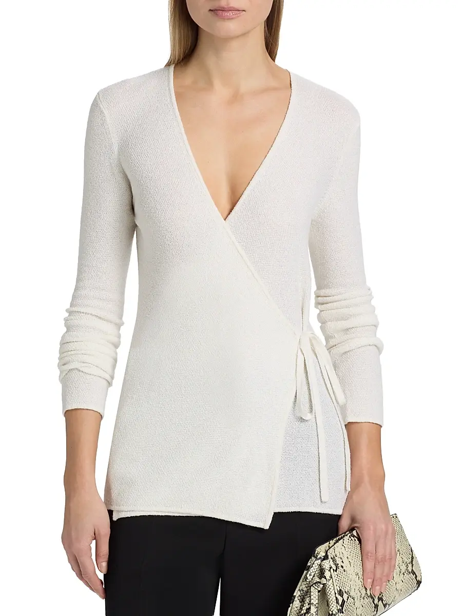 The Elder Statesman Women's Pebble Beth Wrap Cardigan | Thumbnail 3 The Elder Statesman Women's Pebble Beth Wrap Cardigan | Thumbnail 3