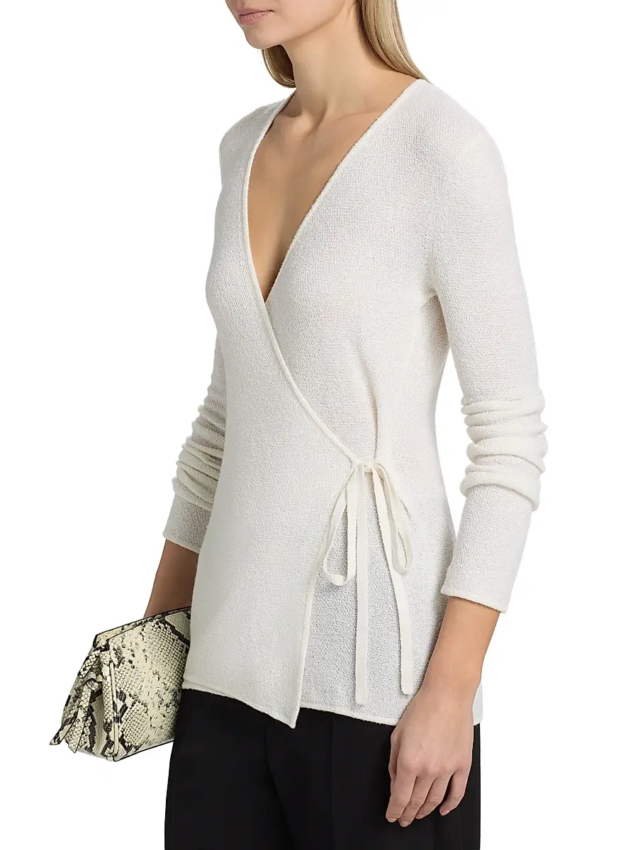 The Elder Statesman Women's Pebble Beth Wrap Cardigan | Thumbnail 4 The Elder Statesman Women's Pebble Beth Wrap Cardigan | Thumbnail 4