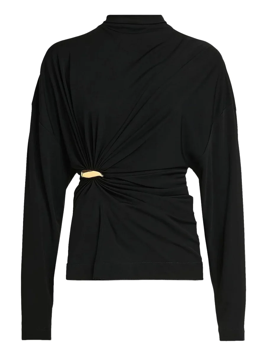 Bottega Veneta Women's Prima Brooch Mock-Wrap Top