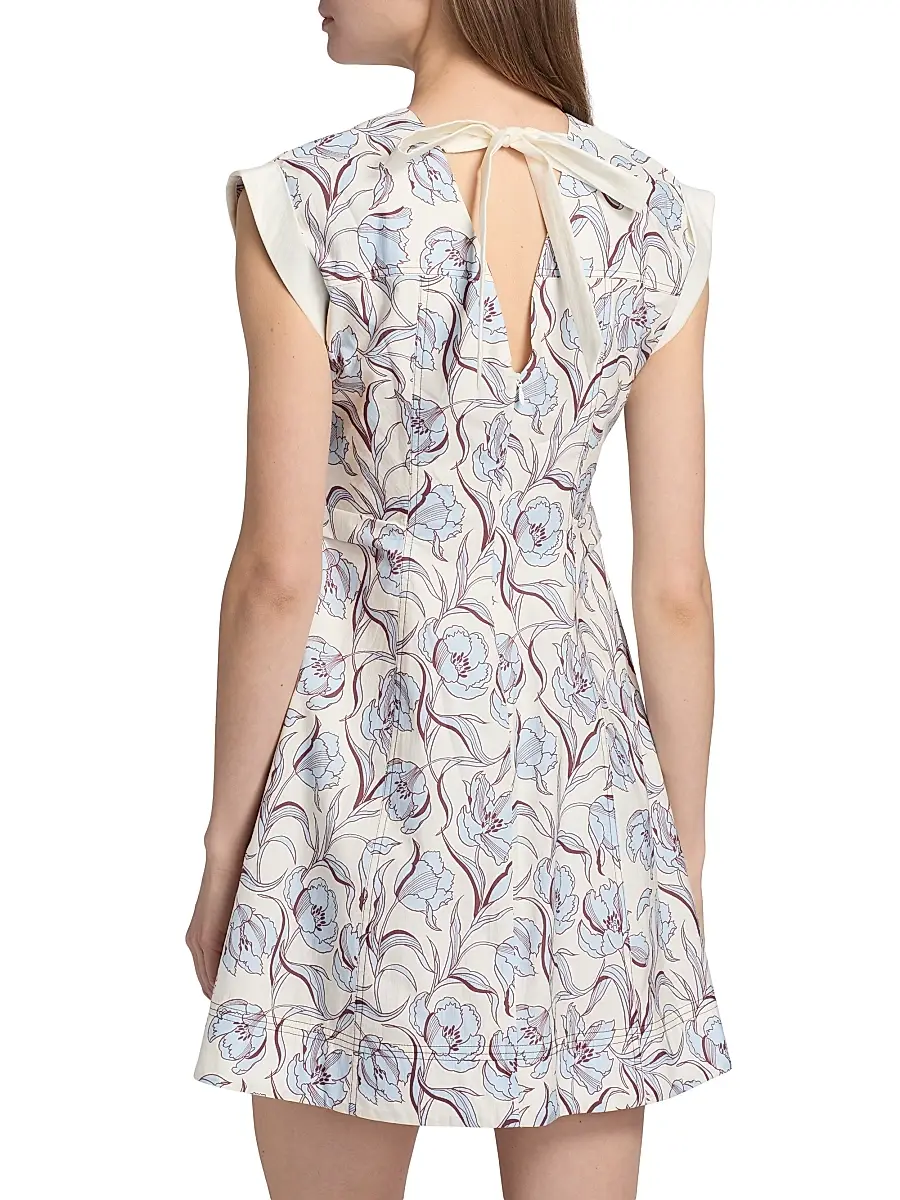 3.1 Phillip Lim Women's Floral Back-Tie Minidress - Sky Blue Multi | Thumbnail 5 3.1 Phillip Lim Women's Floral Back-Tie Minidress - Sky Blue Multi | Thumbnail 5