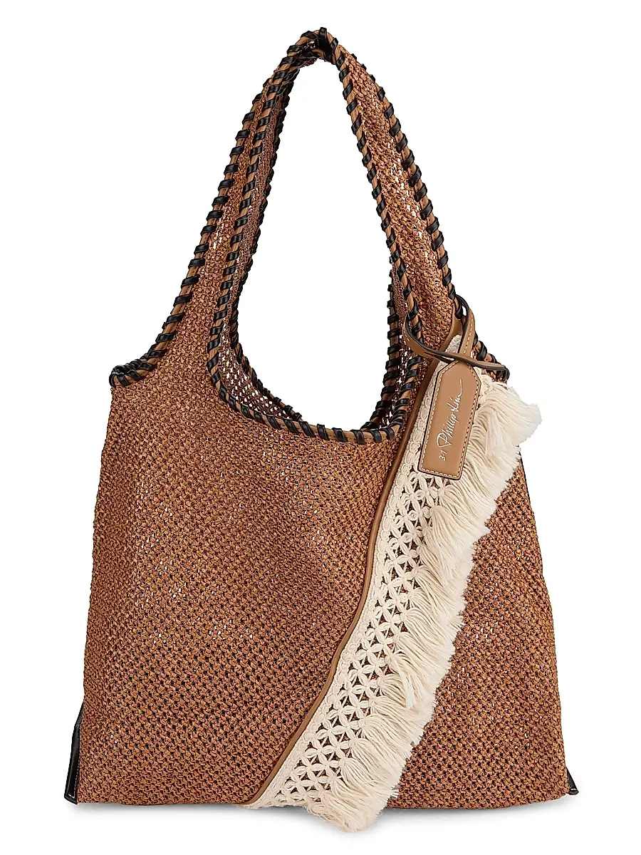 Women's Fringed Raffia Tote Bag Women's Fringed Raffia Tote Bag