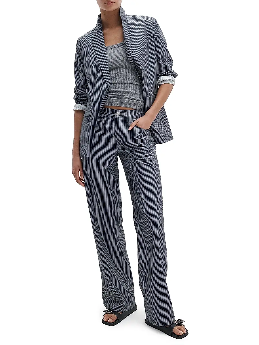 rag & bone Women's Saige Striped Low-Rise Poplin Pant | Thumbnail 2 rag & bone Women's Saige Striped Low-Rise Poplin Pant | Thumbnail 2