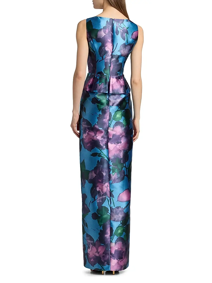 Kay Unger Women's Celeste Floral Mikado Column Gown | Thumbnail 5 Kay Unger Women's Celeste Floral Mikado Column Gown | Thumbnail 5