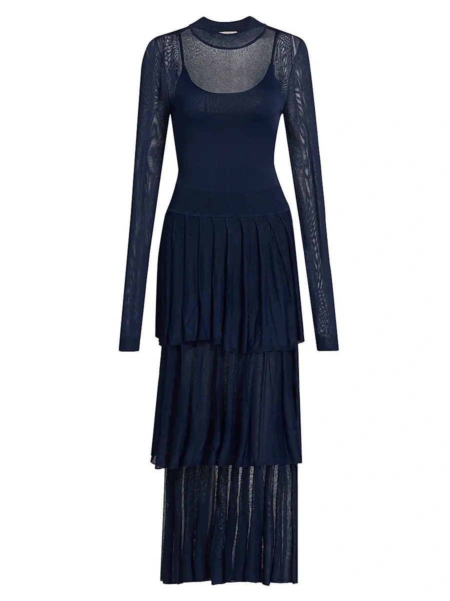 Et Ochs Women's Anslie Knit Tiered Midi-Dress - Midnight | Image 1 Et Ochs Women's Anslie Knit Tiered Midi-Dress - Midnight | Image 1