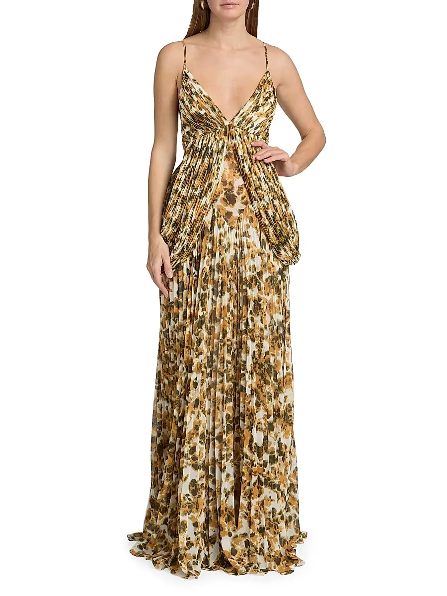 Et Ochs Women's Micah Abstract Chiffon Pleated Gown | Thumbnail 2 Et Ochs Women's Micah Abstract Chiffon Pleated Gown | Thumbnail 2