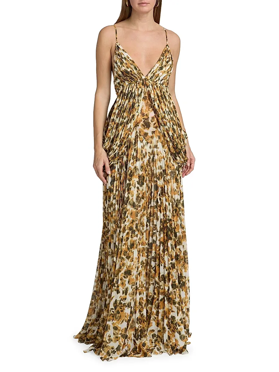 Et Ochs Women's Micah Abstract Chiffon Pleated Gown | Thumbnail 3 Et Ochs Women's Micah Abstract Chiffon Pleated Gown | Thumbnail 3