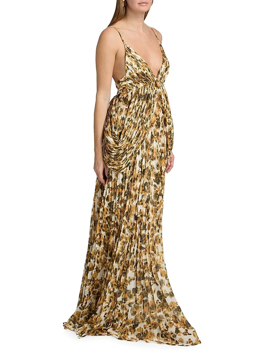 Et Ochs Women's Micah Abstract Chiffon Pleated Gown | Thumbnail 4 Et Ochs Women's Micah Abstract Chiffon Pleated Gown | Thumbnail 4