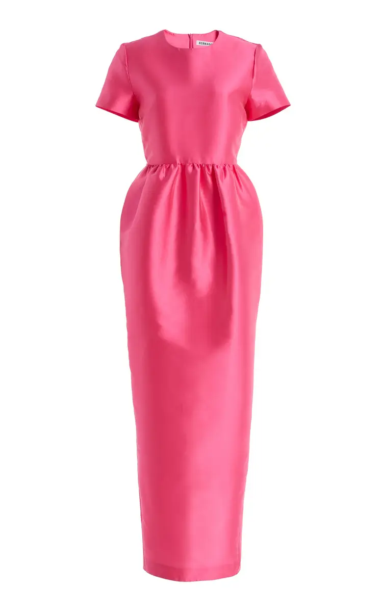 BERNADETTE Lexi Gathered Silk-Blend Midi Dress