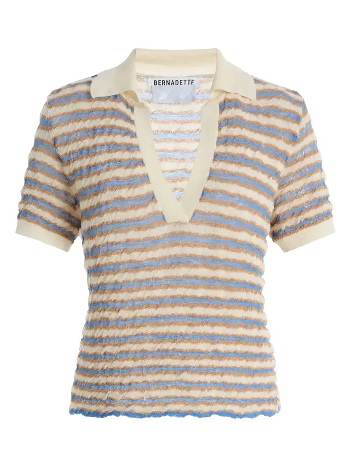 BERNADETTE Ophelia Striped Wool Polo Top