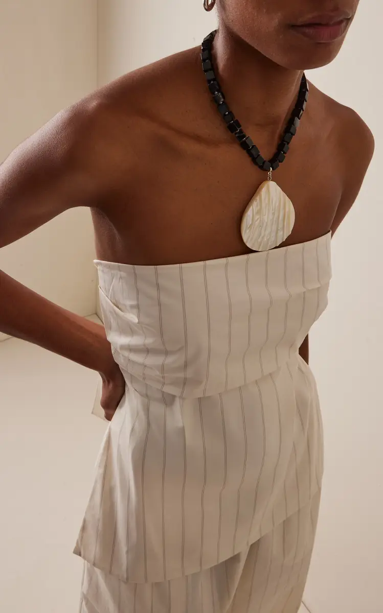 Julietta Oro Rhodium-Plated Mother Of Pearl Onyx Necklace | Thumbnail 2 Julietta Oro Rhodium-Plated Mother Of Pearl Onyx Necklace | Thumbnail 2