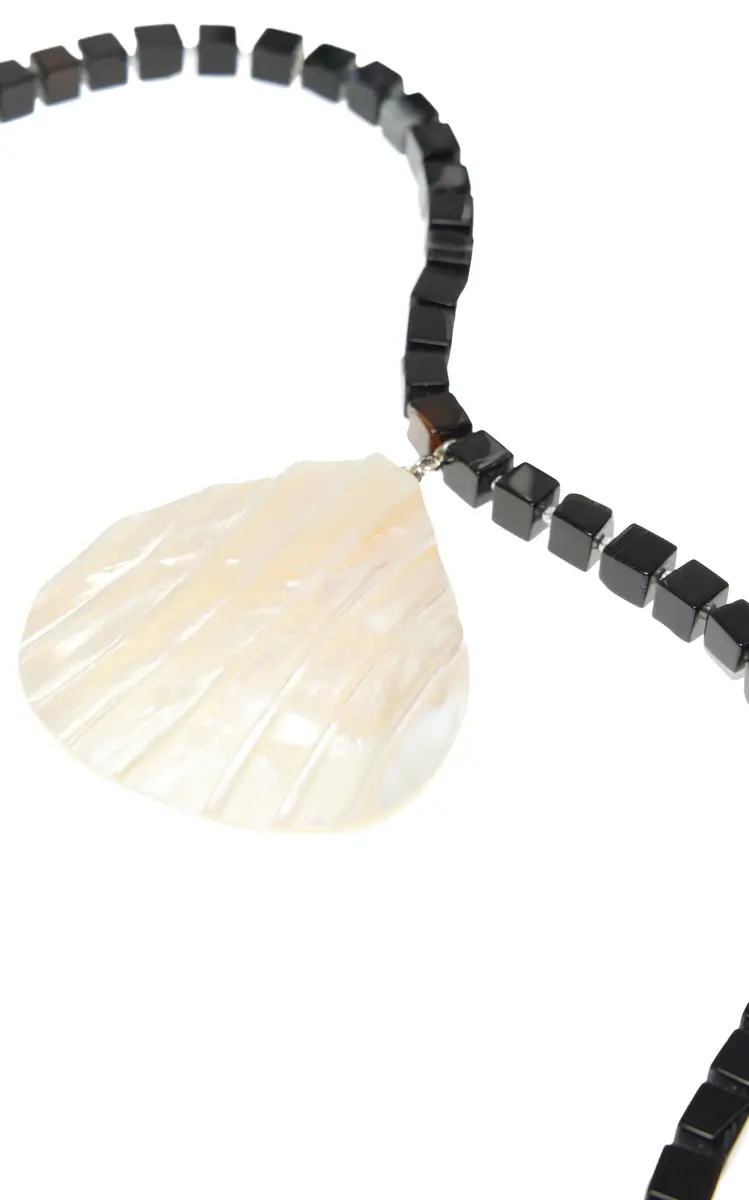 Julietta Oro Rhodium-Plated Mother Of Pearl Onyx Necklace | Thumbnail 3 Julietta Oro Rhodium-Plated Mother Of Pearl Onyx Necklace | Thumbnail 3