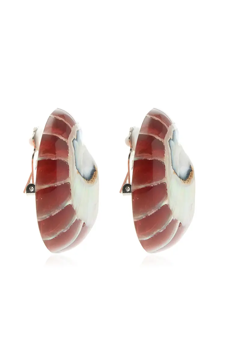 Julietta Nautilus Rhodium-Plated Resin And Shell Earrings | Thumbnail 3 Julietta Nautilus Rhodium-Plated Resin And Shell Earrings | Thumbnail 3