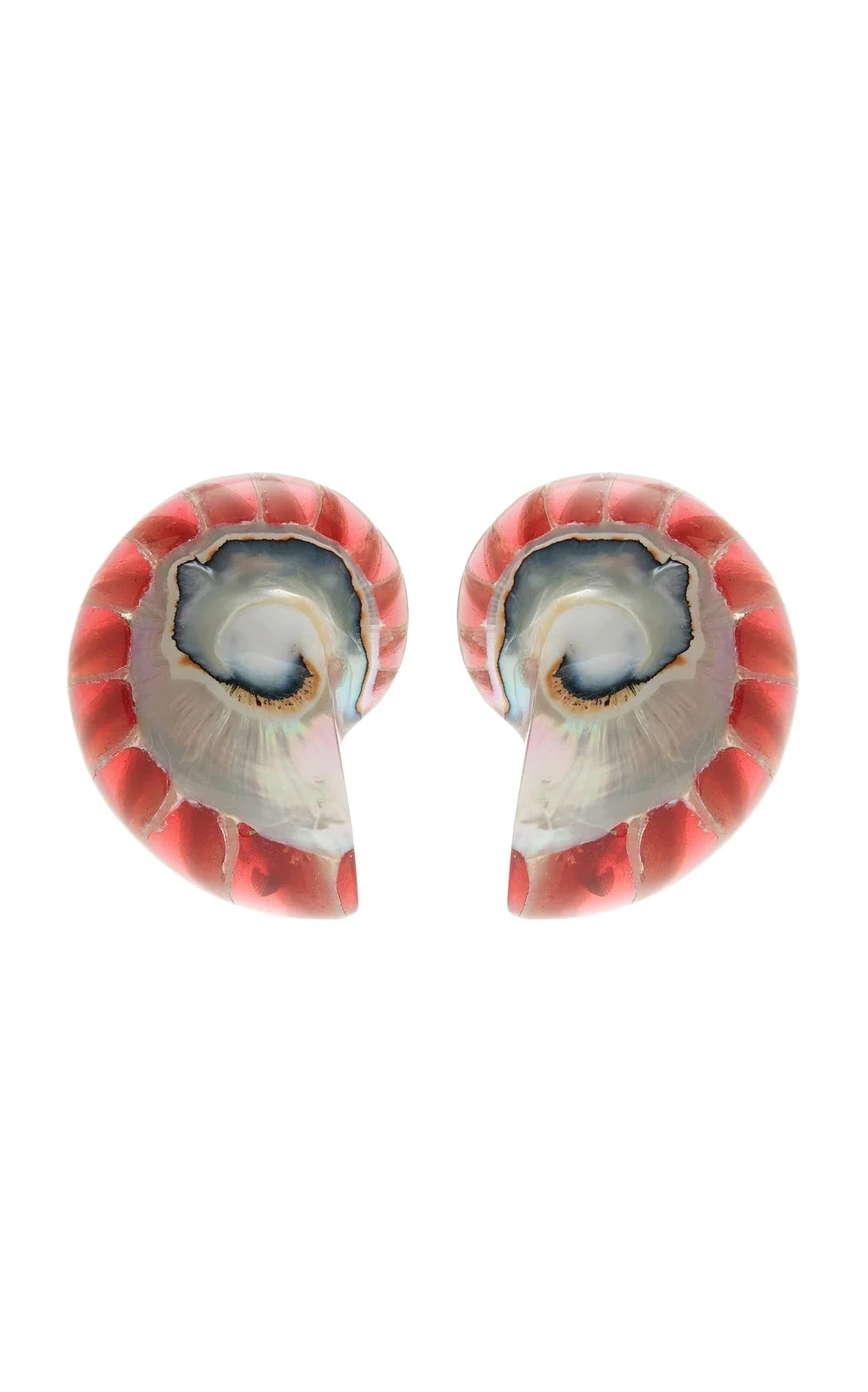 Julietta Nautilus Rhodium-Plated Resin And Shell Earrings