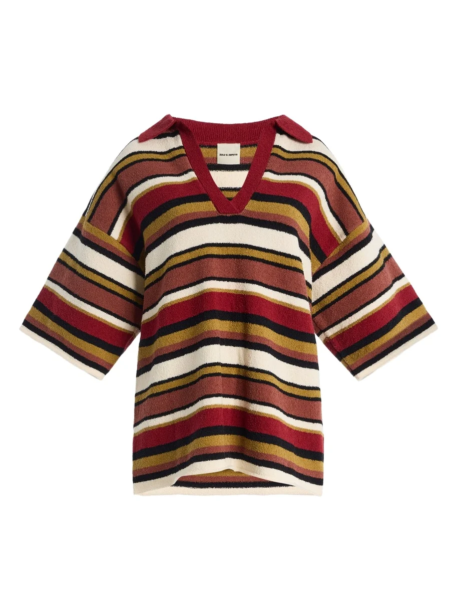 Zulu & Zephyr Striped Cotton-Linen Knit Shirt