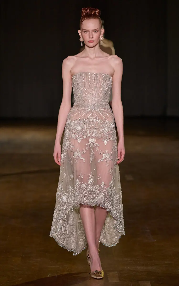 Georges Hobeika High-Low Embellished Midi Dress