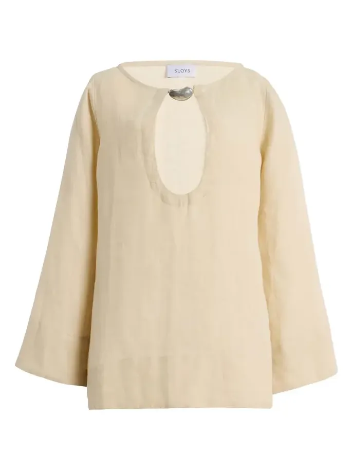 SLOAN Exclusive Keyhole Linen Mini Kaftan Set