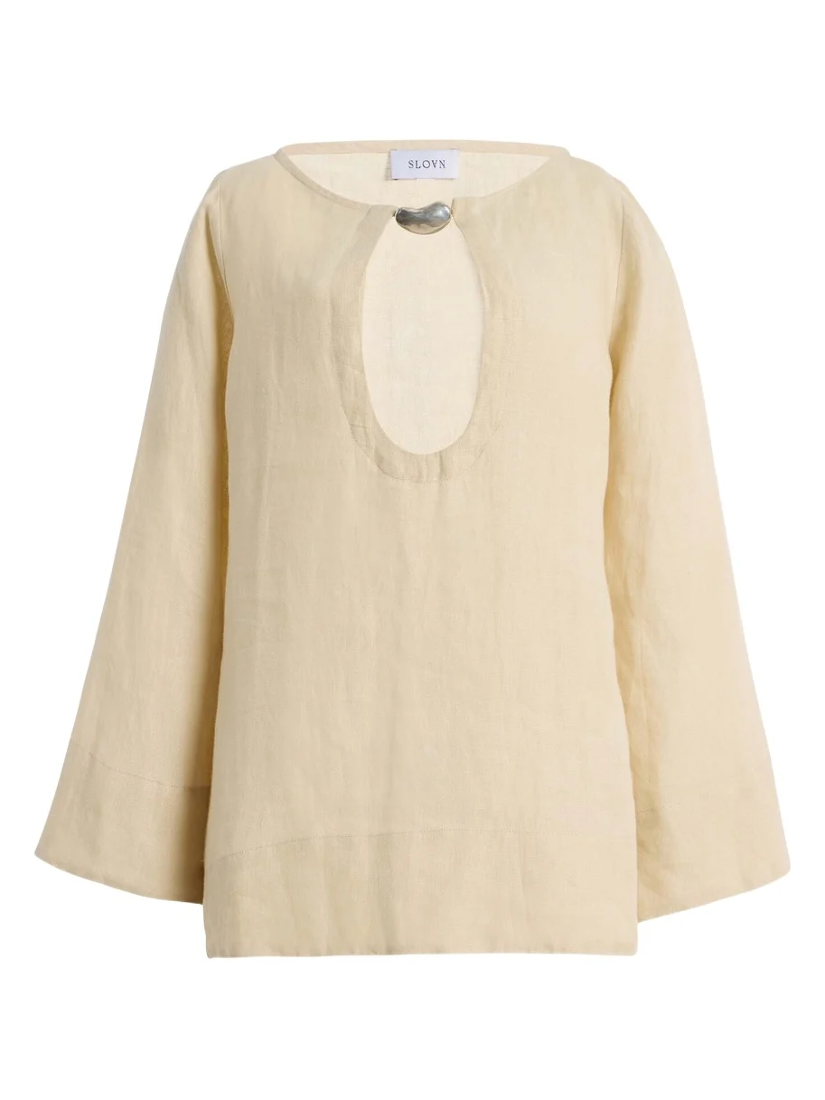 SLOAN Exclusive Keyhole Linen Mini Kaftan Set