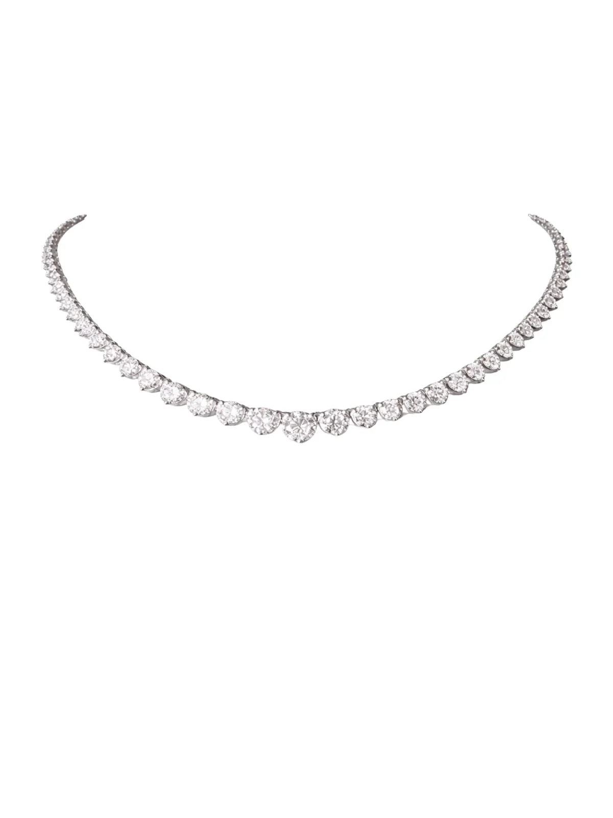 12.0ct Diamond 18K Gold Graduated Tennis Necklace