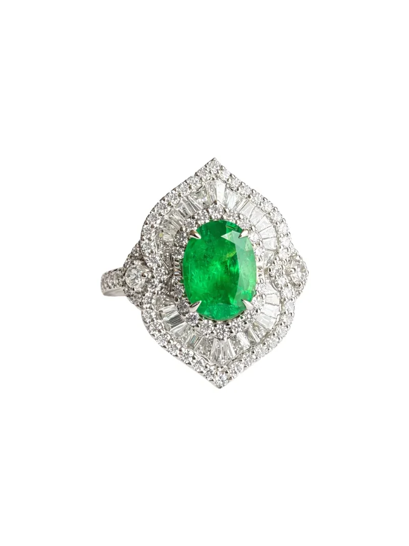 Wish Fine Jewelry 3.73 Diamond Emerald 18K Gold Statement Ring
