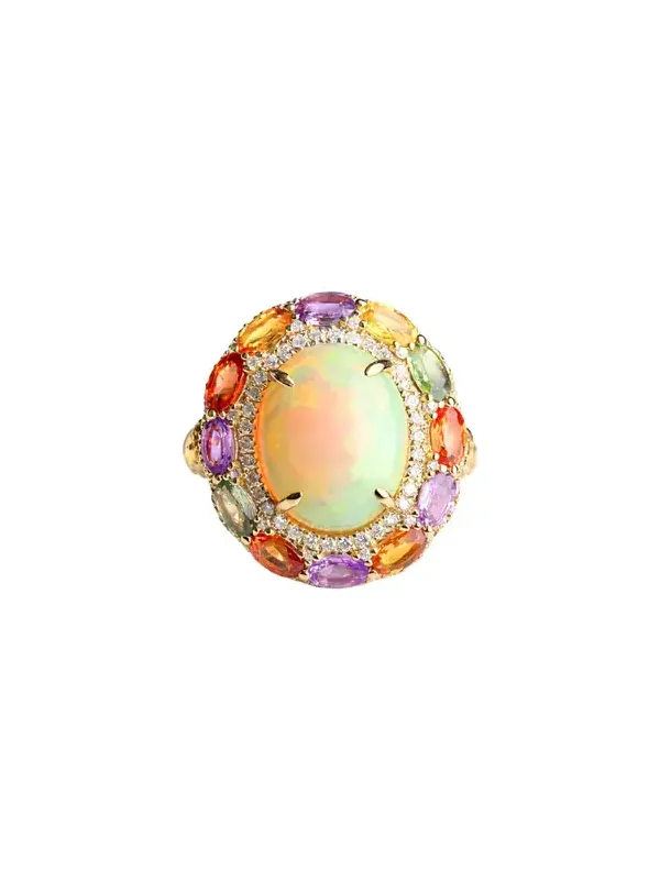 9.59ct Diamond Opal Sapphire 14K Gold Cocktail Ring 9.59ct Diamond Opal Sapphire 14K Gold Cocktail Ring