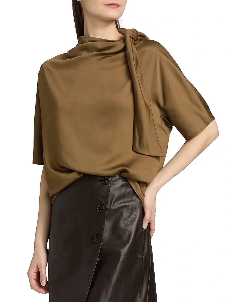 Yves Salomon Women's Satin Scarf Top | Thumbnail 4