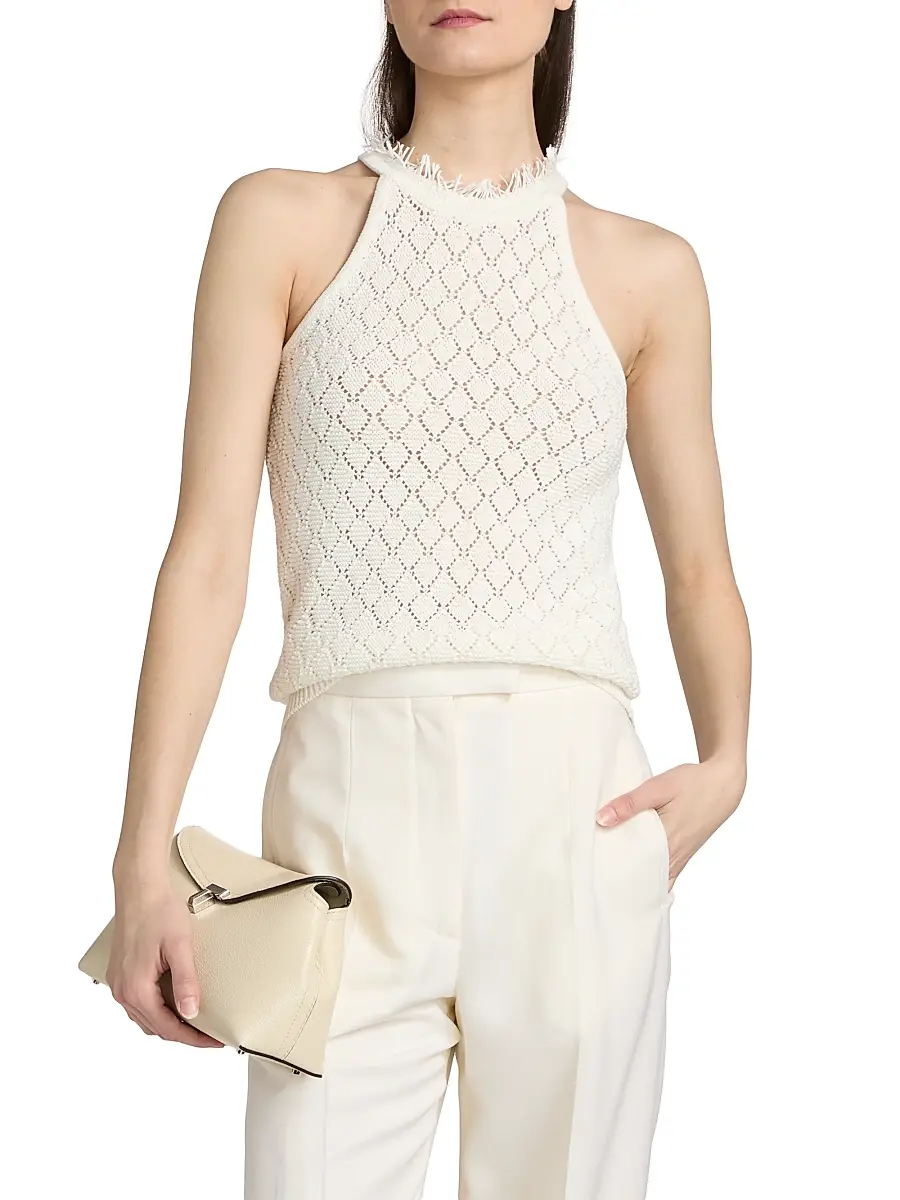Kobi Halperin Women's Kristin Fringe Collar Cotton-Blend Sleeveless Sweater | Thumbnail 3 Kobi Halperin Women's Kristin Fringe Collar Cotton-Blend Sleeveless Sweater | Thumbnail 3