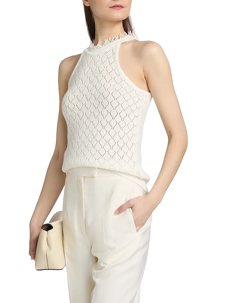 Kobi Halperin Women's Kristin Fringe Collar Cotton-Blend Sleeveless Sweater | Thumbnail 4 Kobi Halperin Women's Kristin Fringe Collar Cotton-Blend Sleeveless Sweater | Thumbnail 4