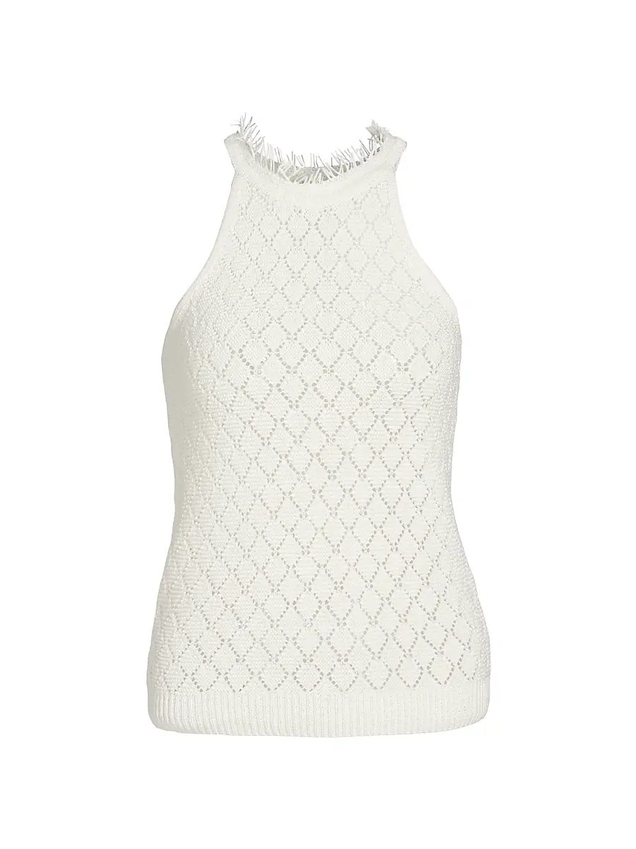 Kobi Halperin Women's Kristin Fringe Collar Cotton-Blend Sleeveless Sweater