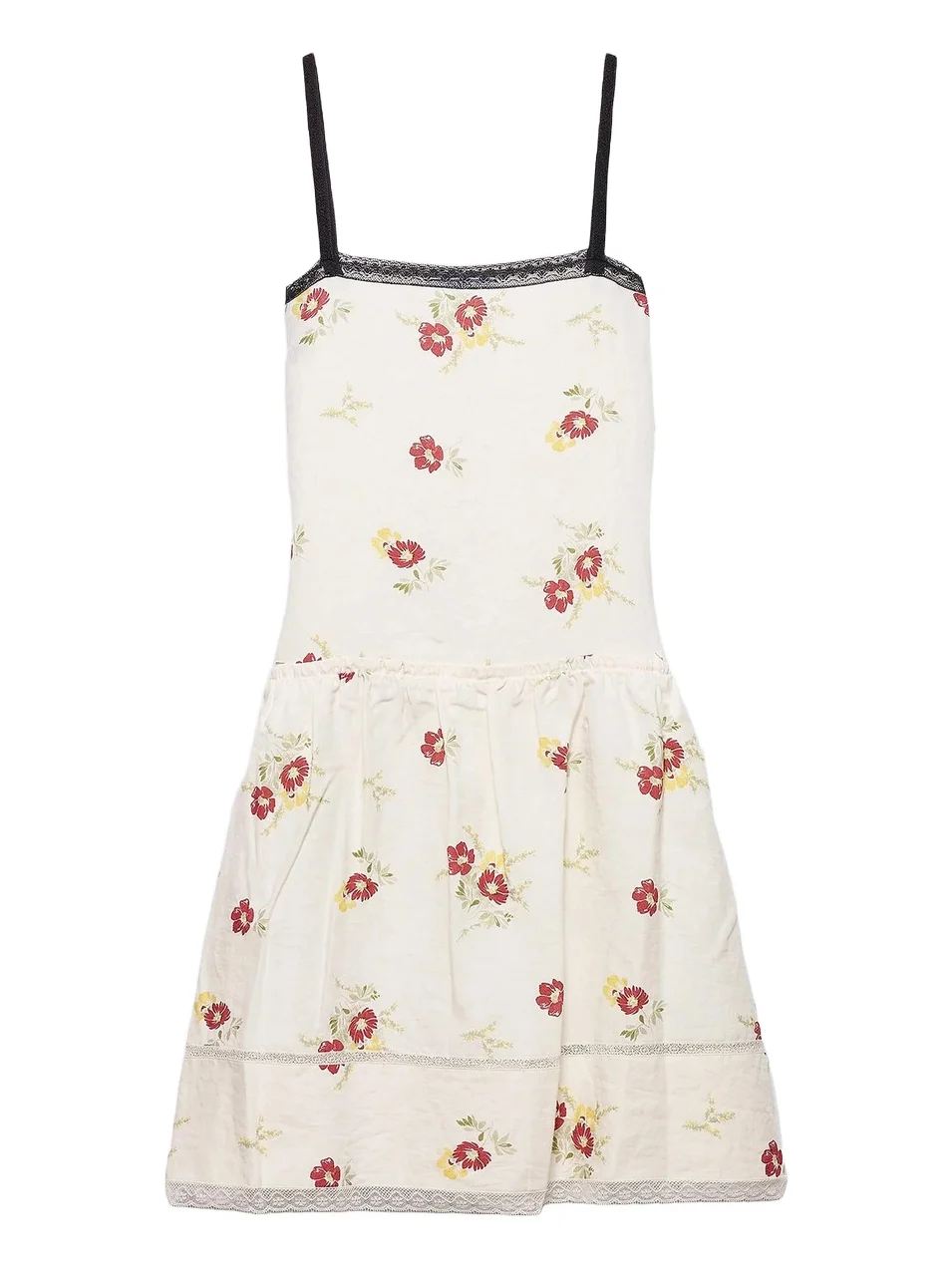 Prada Women's Embroidered Linen Mini-Dress with Floral Motif - Red
