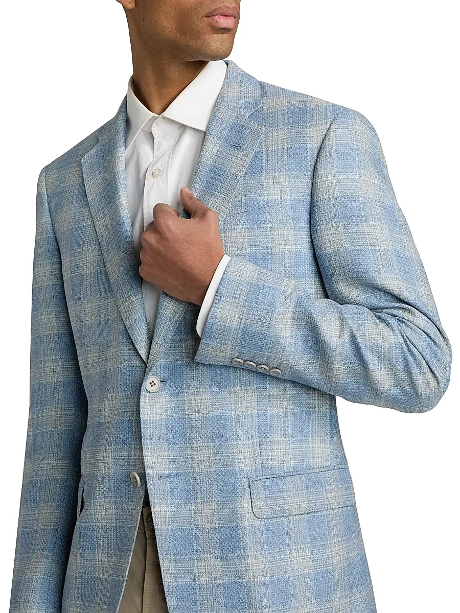 Emporio Armani Men's Plaid Wool Sport Coat | Thumbnail 6 Emporio Armani Men's Plaid Wool Sport Coat | Thumbnail 6