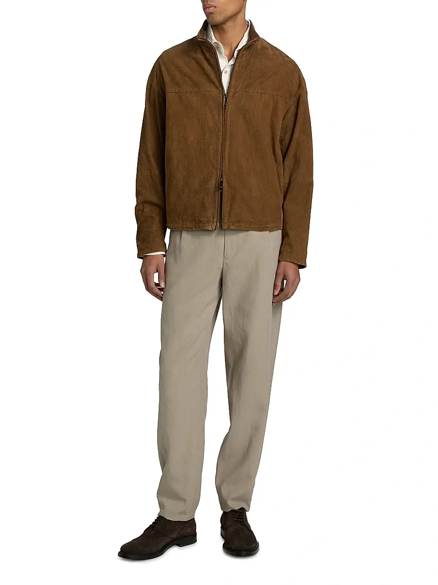 Emporio Armani Men's Perforated Suede Jacket | Thumbnail 2 Emporio Armani Men's Perforated Suede Jacket | Thumbnail 2