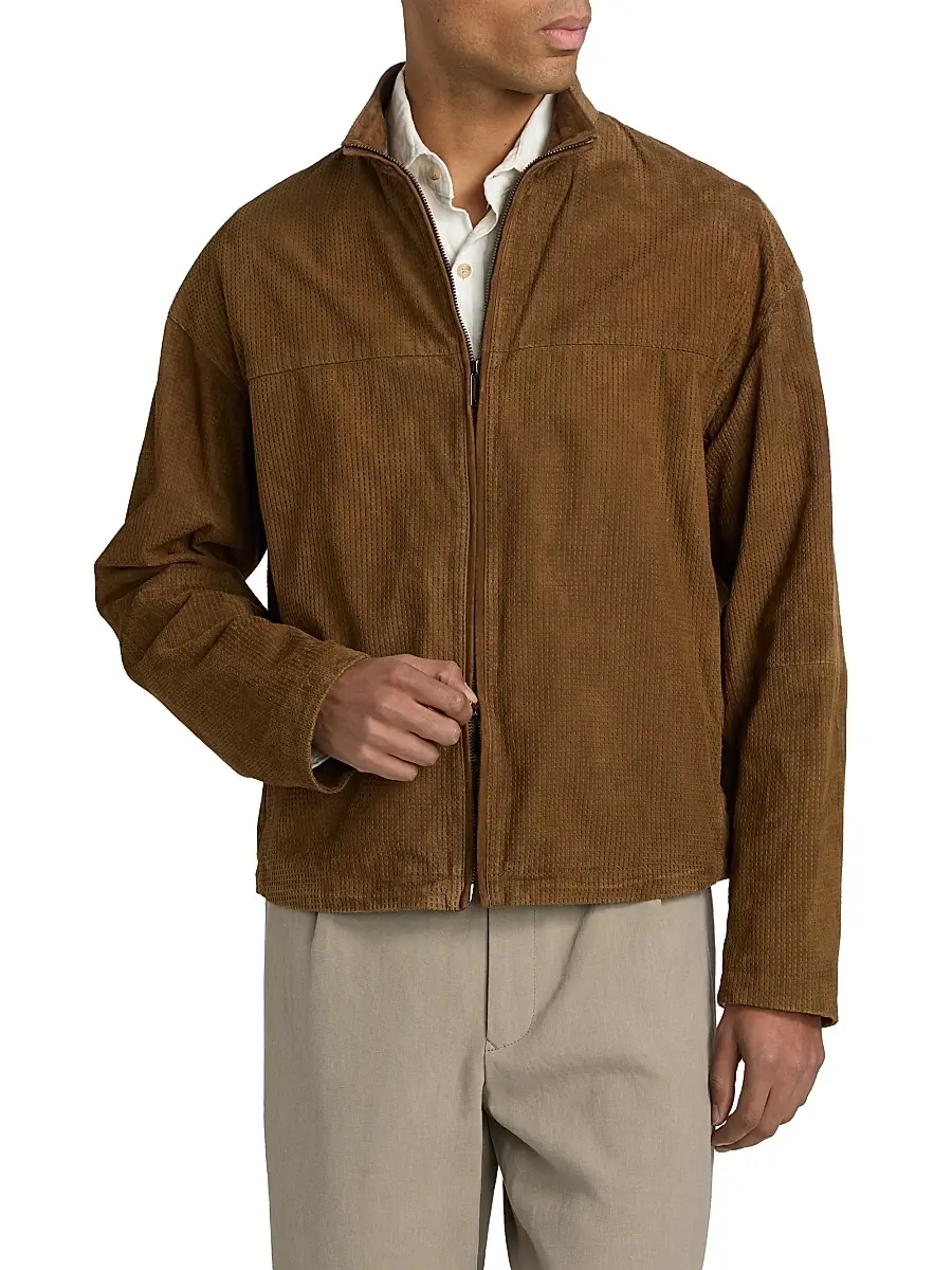 Emporio Armani Men's Perforated Suede Jacket | Thumbnail 3 Emporio Armani Men's Perforated Suede Jacket | Thumbnail 3