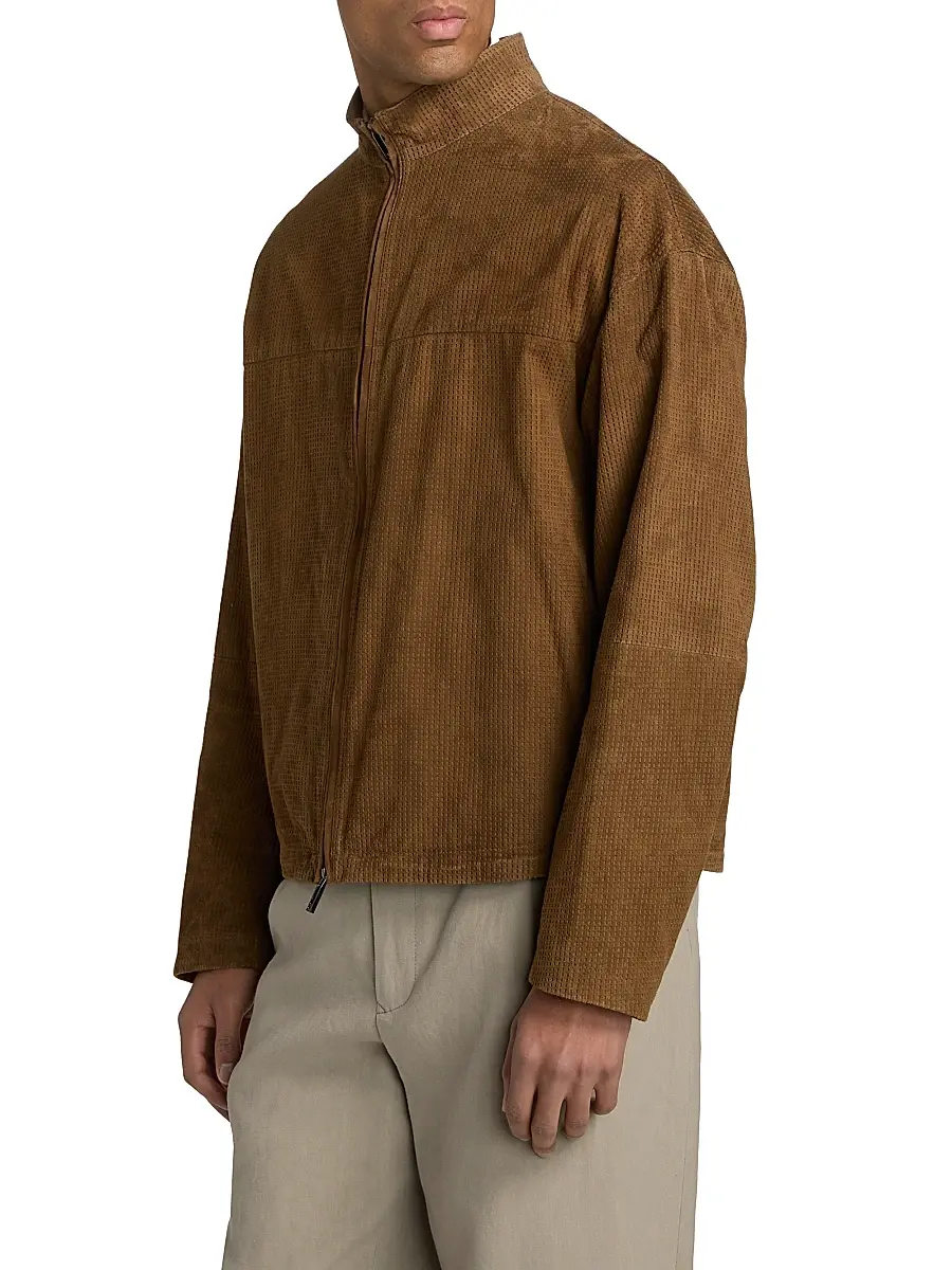 Emporio Armani Men's Perforated Suede Jacket | Thumbnail 4 Emporio Armani Men's Perforated Suede Jacket | Thumbnail 4