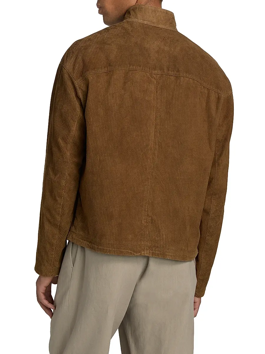 Emporio Armani Men's Perforated Suede Jacket | Thumbnail 5 Emporio Armani Men's Perforated Suede Jacket | Thumbnail 5