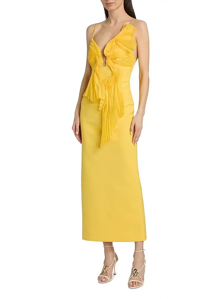 ACLER Women's Ellicombe Organza Pleat Midi-Dress | Thumbnail 3 ACLER Women's Ellicombe Organza Pleat Midi-Dress | Thumbnail 3