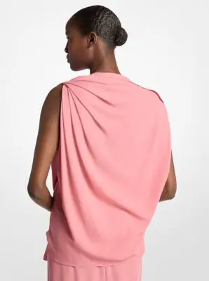 Michael Kors Collection Wool Crepe Draped Blouse in Green | Thumbnail 3 Michael Kors Collection Wool Crepe Draped Blouse in Green | Thumbnail 3