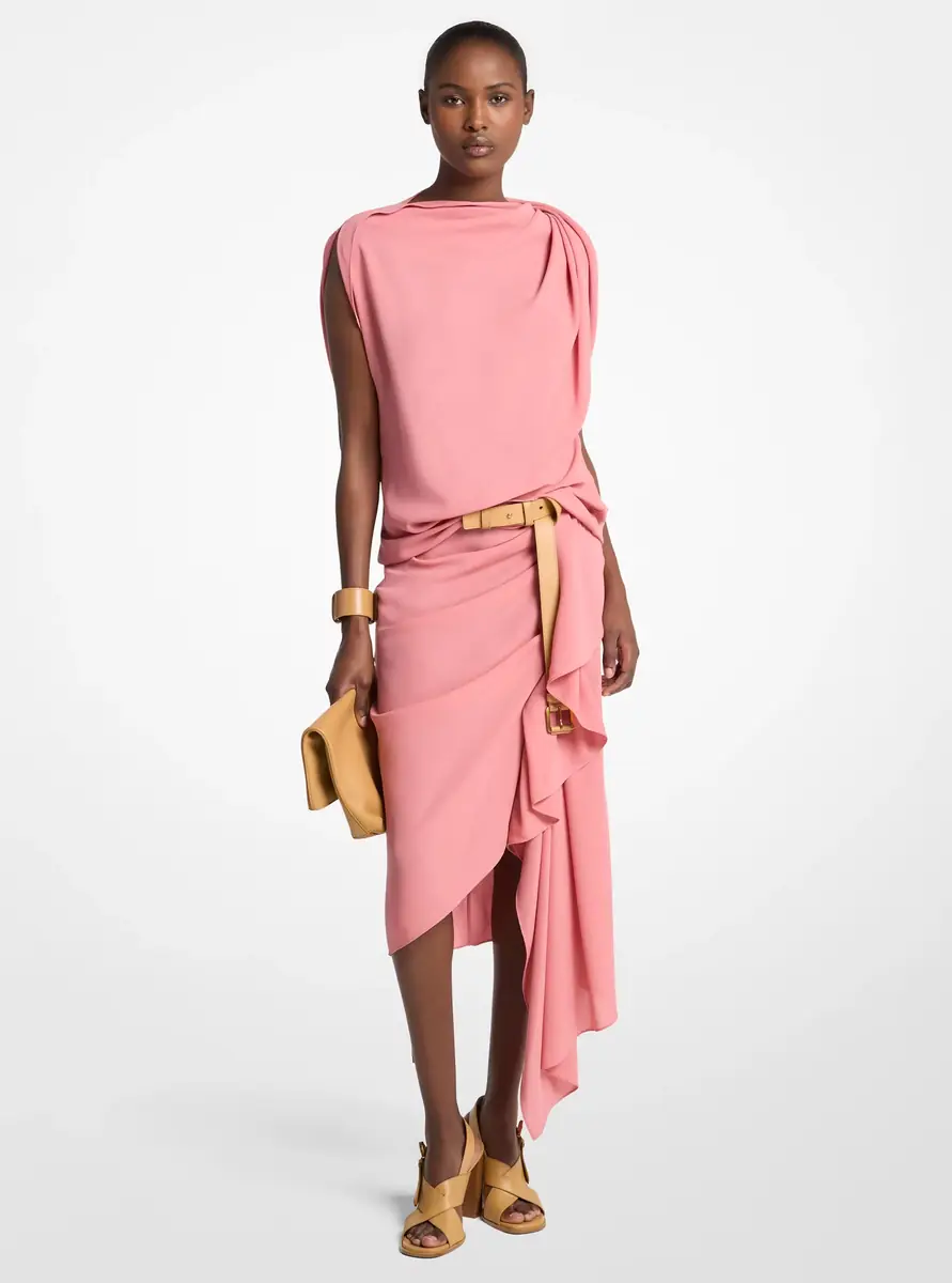 Michael Kors Collection Wool Crepe Draped Blouse in Green | Thumbnail 4 Michael Kors Collection Wool Crepe Draped Blouse in Green | Thumbnail 4