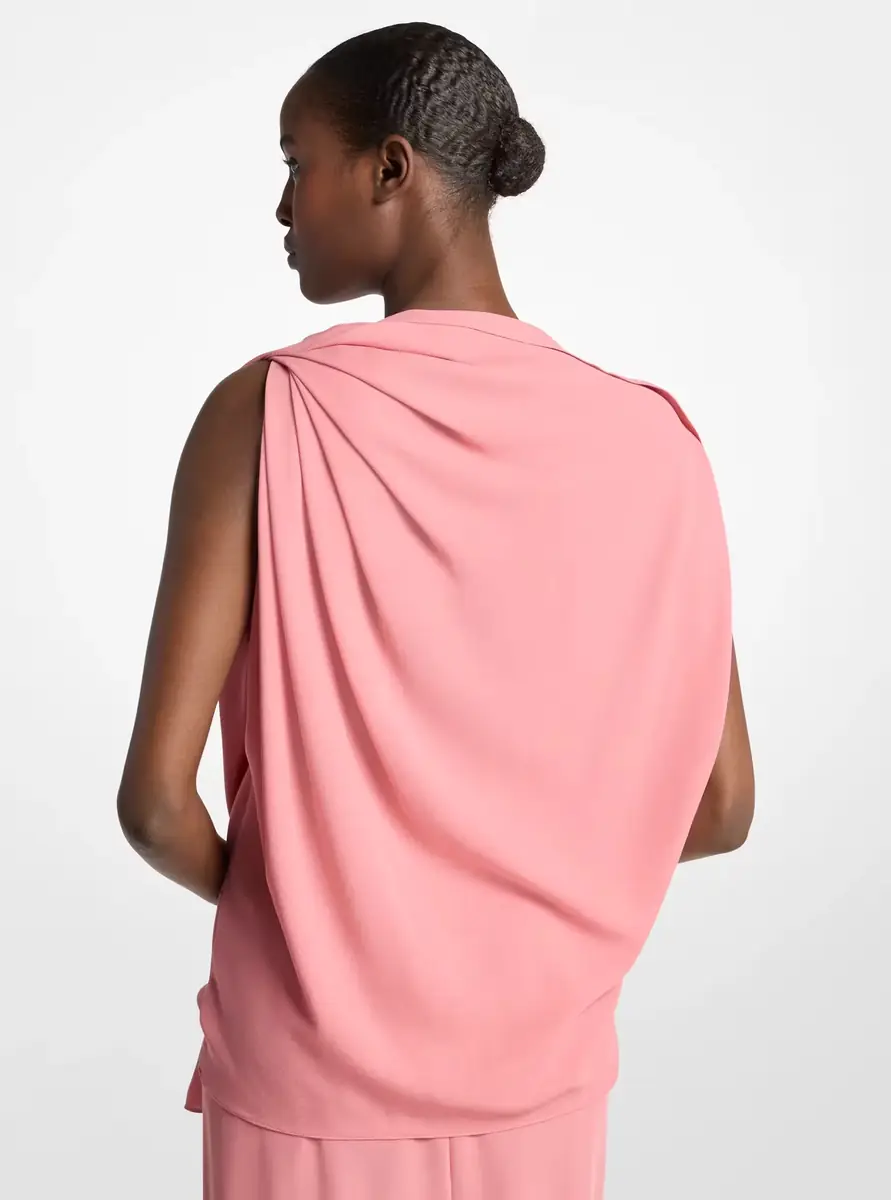 Michael Kors Collection Wool Crepe Draped Blouse in Green | Thumbnail 6 Michael Kors Collection Wool Crepe Draped Blouse in Green | Thumbnail 6