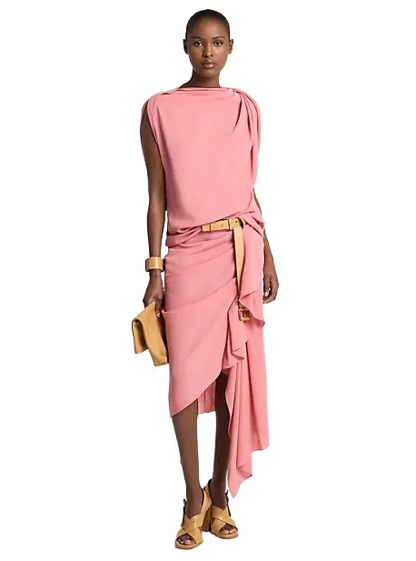 Michael Kors Collection Wool Crepe Draped Blouse in Green | Image 1 Michael Kors Collection Wool Crepe Draped Blouse in Green | Image 1