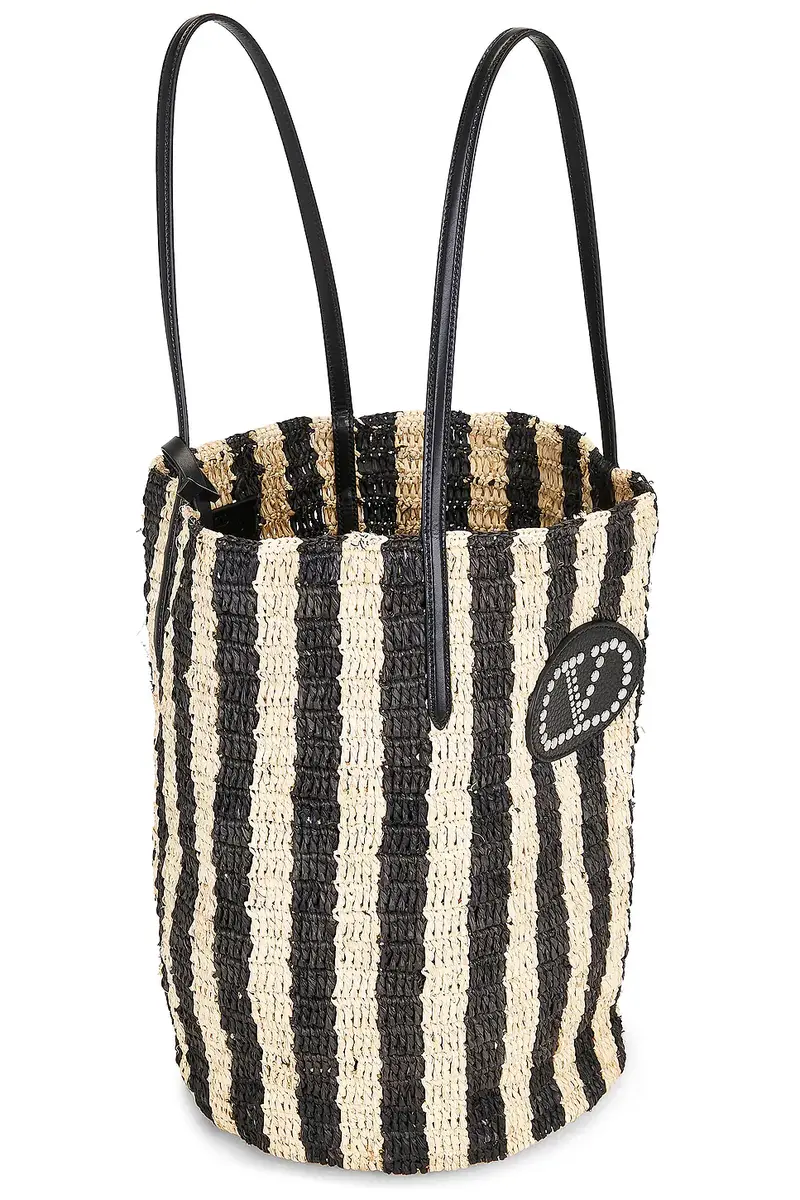 Valentino Garavani Crochet Raffia VLogo Signature Bucket Bag | Thumbnail 5 Valentino Garavani Crochet Raffia VLogo Signature Bucket Bag | Thumbnail 5