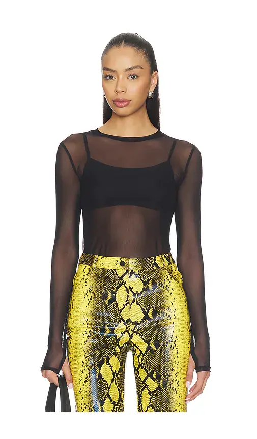 Michael Lauren Vero Long Sleeve Fitted Mesh Top | Image 1 Michael Lauren Vero Long Sleeve Fitted Mesh Top | Image 1