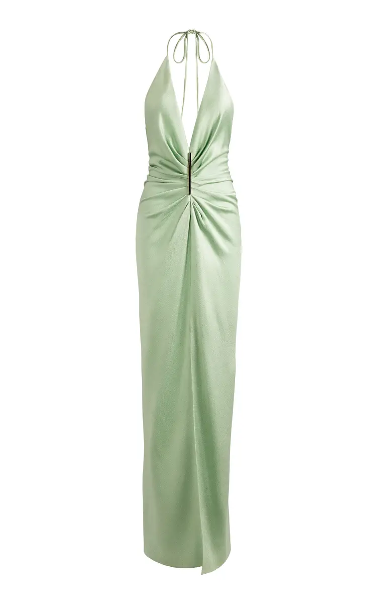 Silvia Tcherassi Jenifer Draped Satin Maxi Halter Dress | Thumbnail 2 Silvia Tcherassi Jenifer Draped Satin Maxi Halter Dress | Thumbnail 2