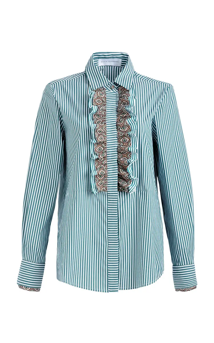 Silvia Tcherassi Linnea Cotton-Blend Striped Shirt | Thumbnail 3