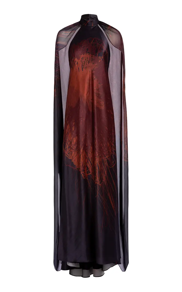 Silvia Tcherassi Sabina Cape Silk-Blend Maxi Dress