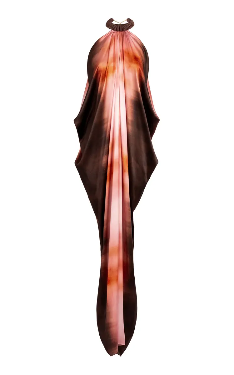 Silvia Tcherassi Mene Silk-Blend Halter Maxi Dress