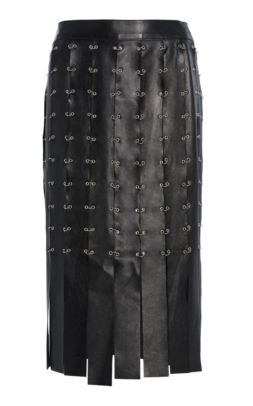 Fringed Leather Midi Skirt