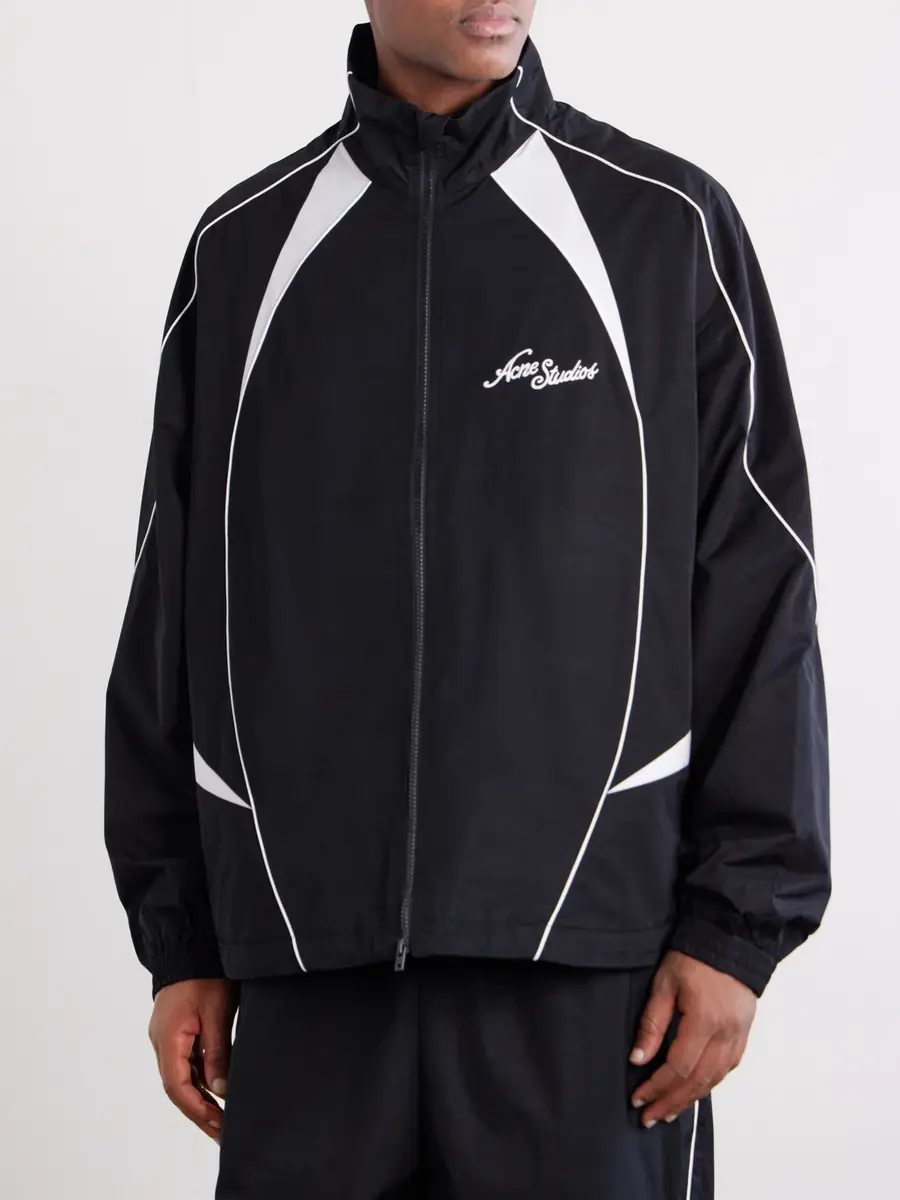 Acne Studios Technical Logo-Embroidered Striped Cotton-Blend Jacket - Men | Thumbnail 3 Acne Studios Technical Logo-Embroidered Striped Cotton-Blend Jacket - Men | Thumbnail 3