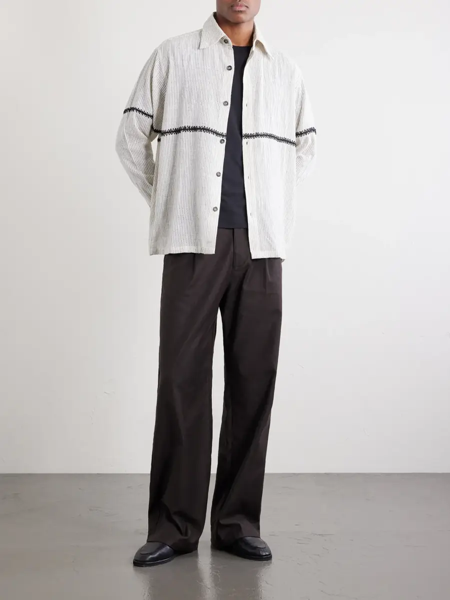 Kartik Research Rabari Embroidered Pinstriped Shirt - Men | Thumbnail 2